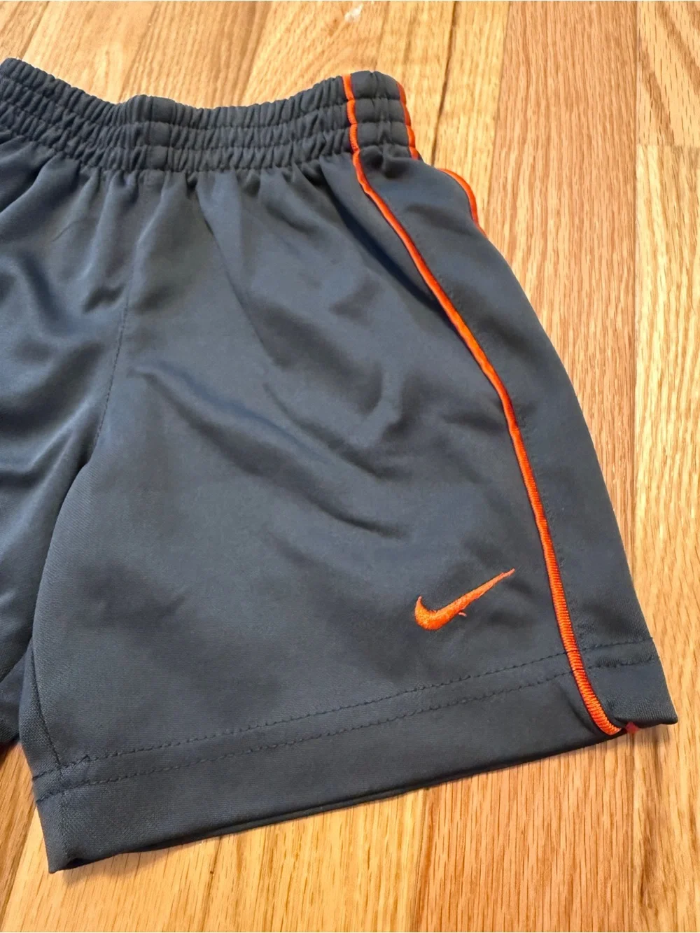 Nike Kids Gray Athletic Shorts with Orange Trim